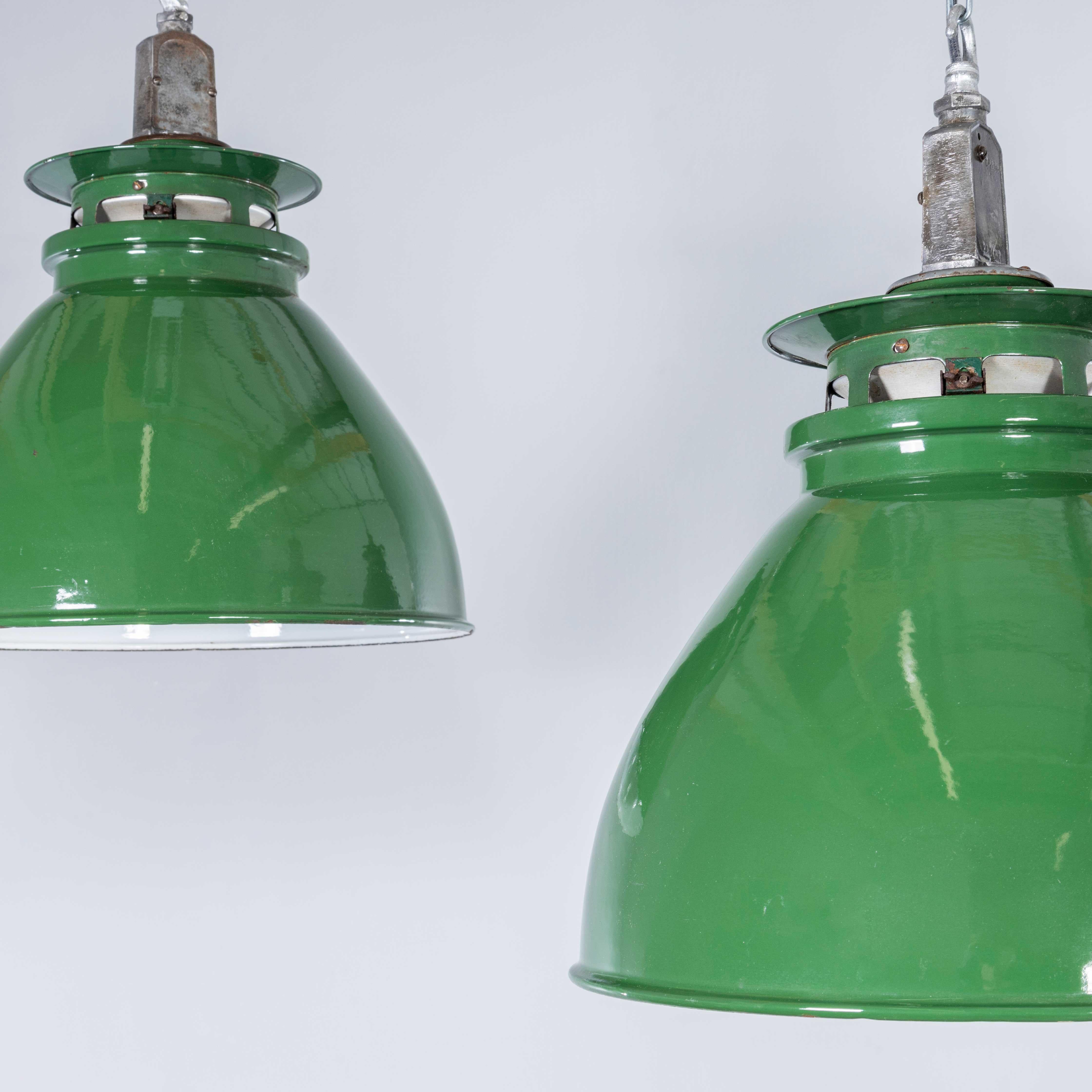1950's Large Green Industrial Pendant Lamps - AEI Lighting For Sale 2