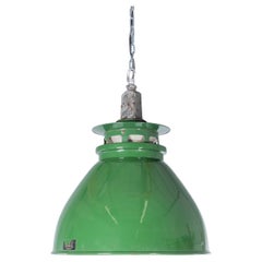 Used 1950's Large Green Industrial Pendant Lamps - AEI Lighting