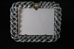 1950's Large Horizontal White Filigrana Murano Glass Photo Frame by Venini