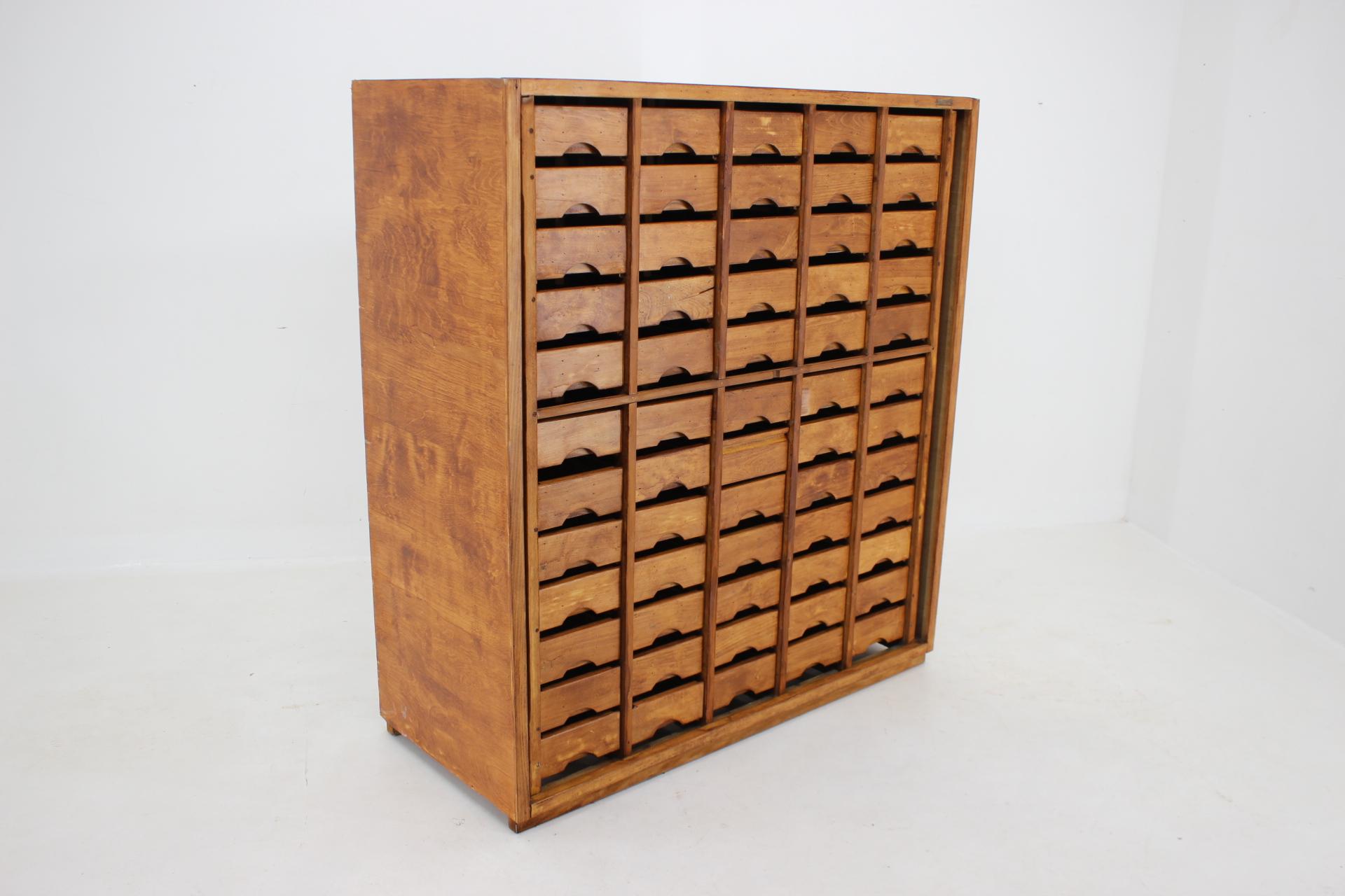 Mid-Century Modern 1950s Large Industrial Beech Chest of Drawers, Czechoslovakia  For Sale