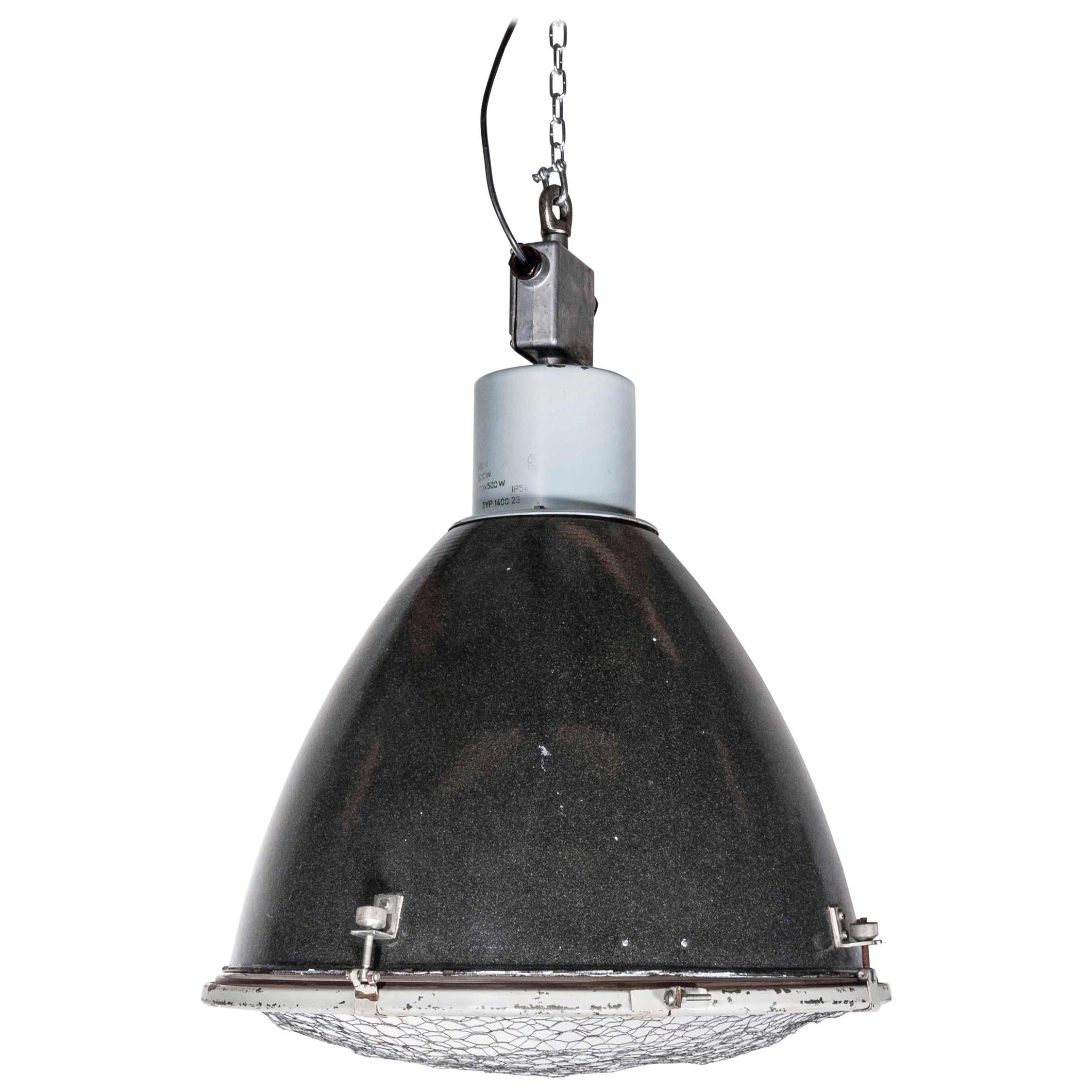 1950s Large Industrial Enameled Hanging Pendant Lamps