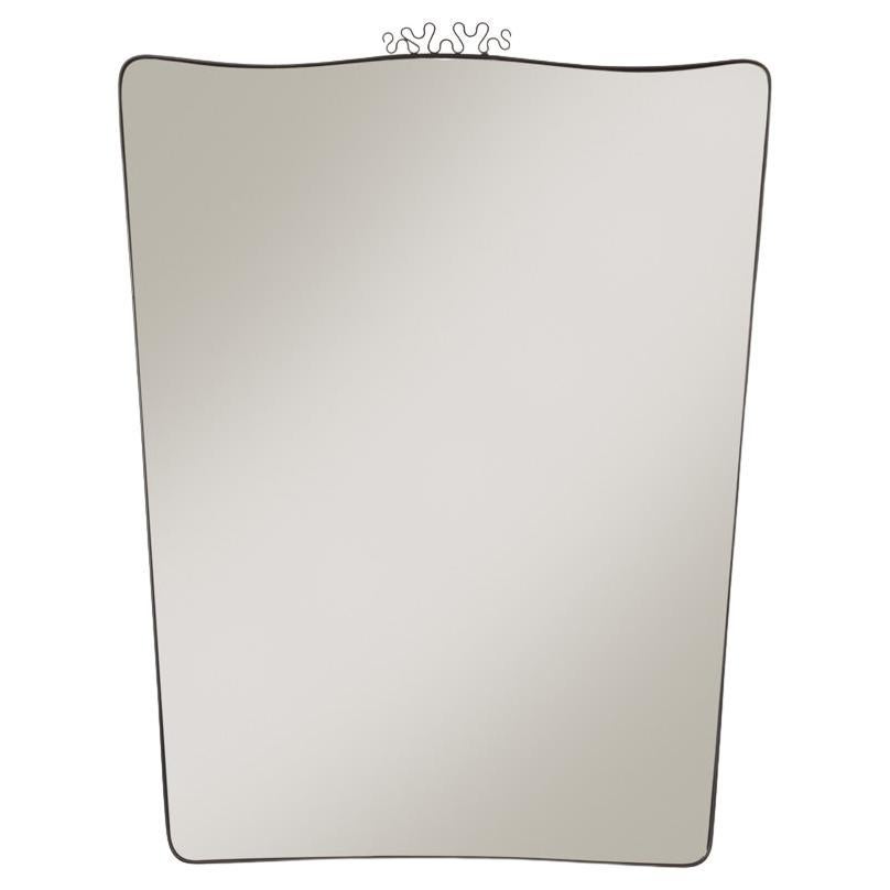 1950s Large Italian Brass Mirror For Sale
