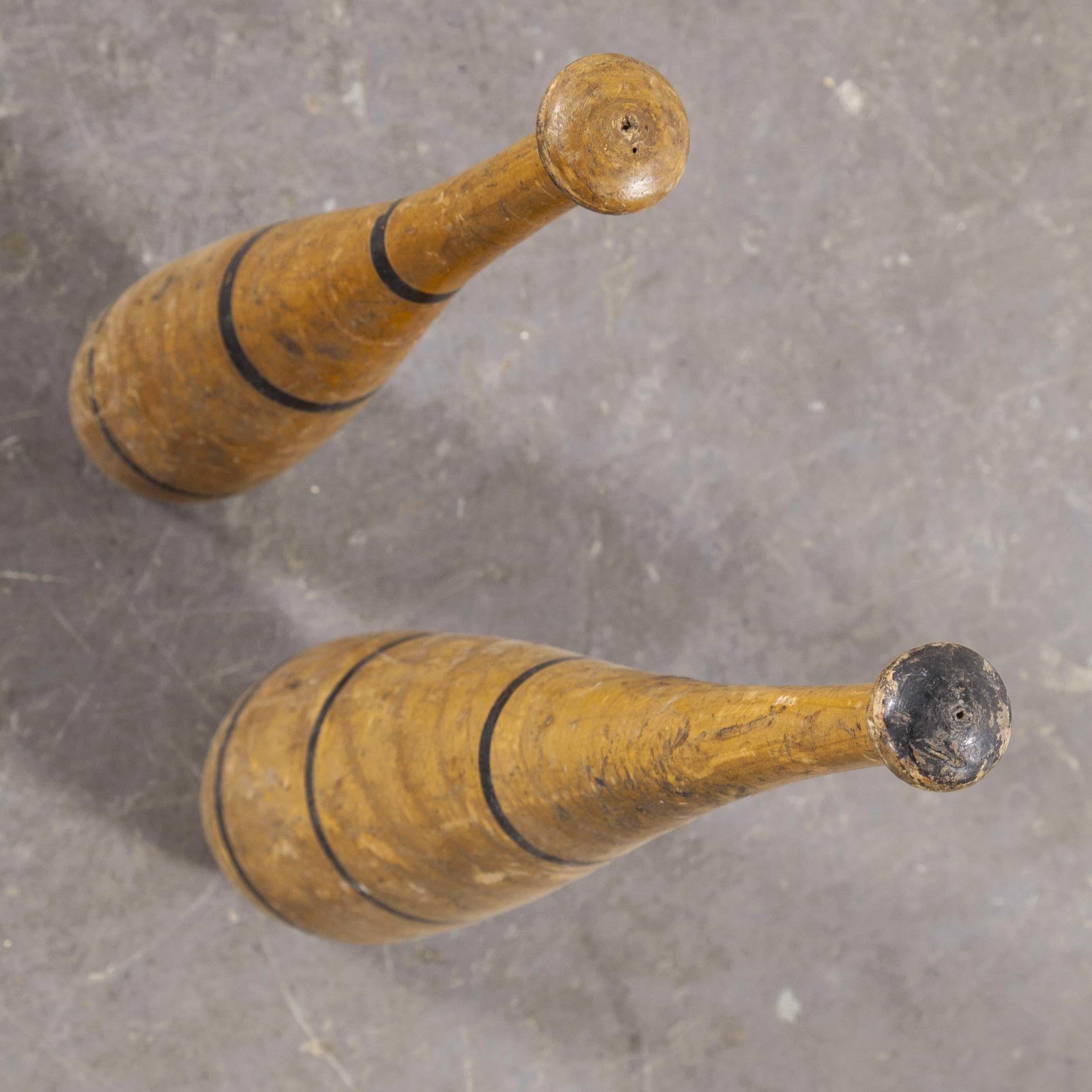 1950s Large Juggling Batons, Set of Two 'Set 4' In Good Condition For Sale In Hook, Hampshire