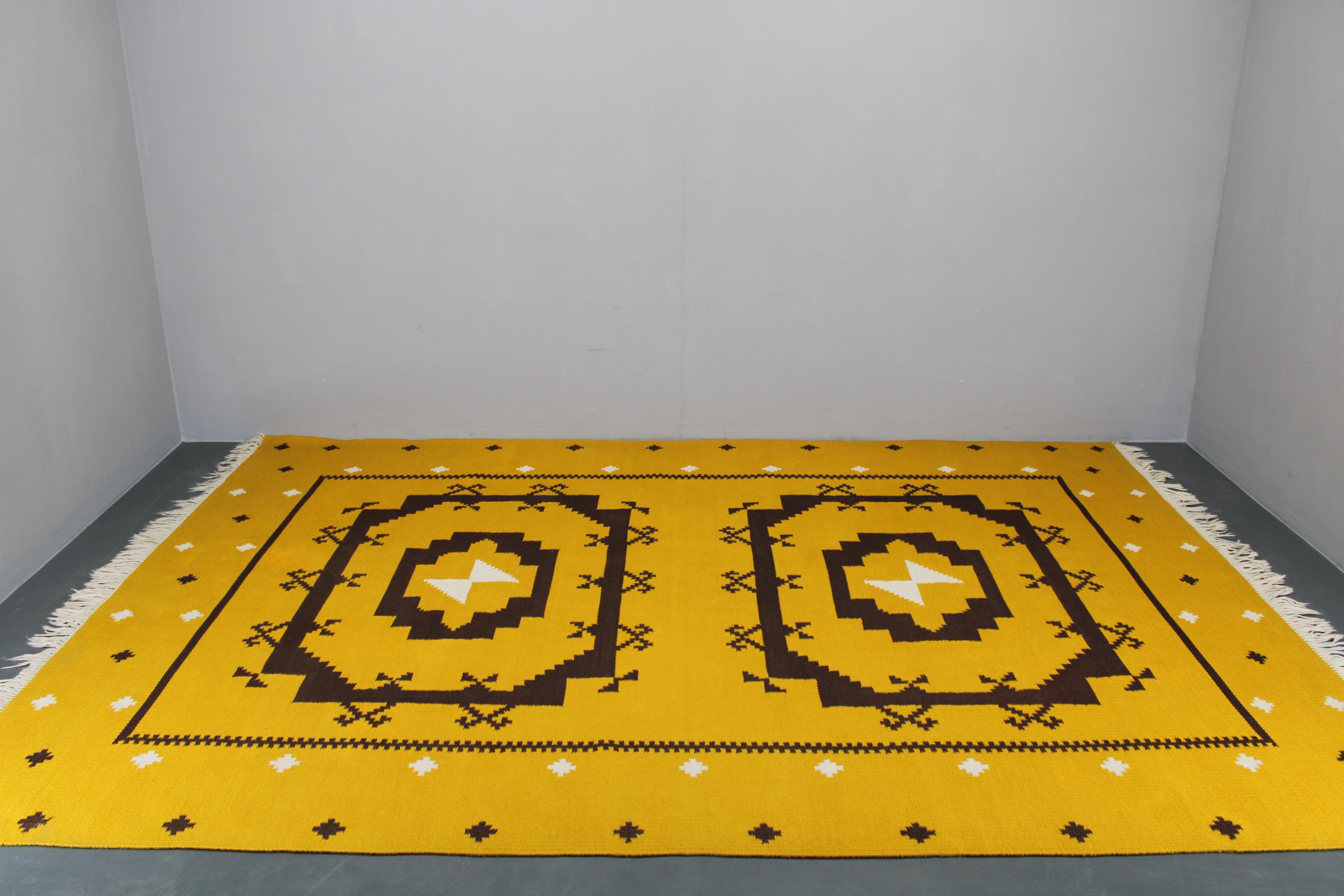 Mid-Century moderno Rug & Kilim di lana di grandi dimensioni degli anni '50, Cecoslovacchia in vendita