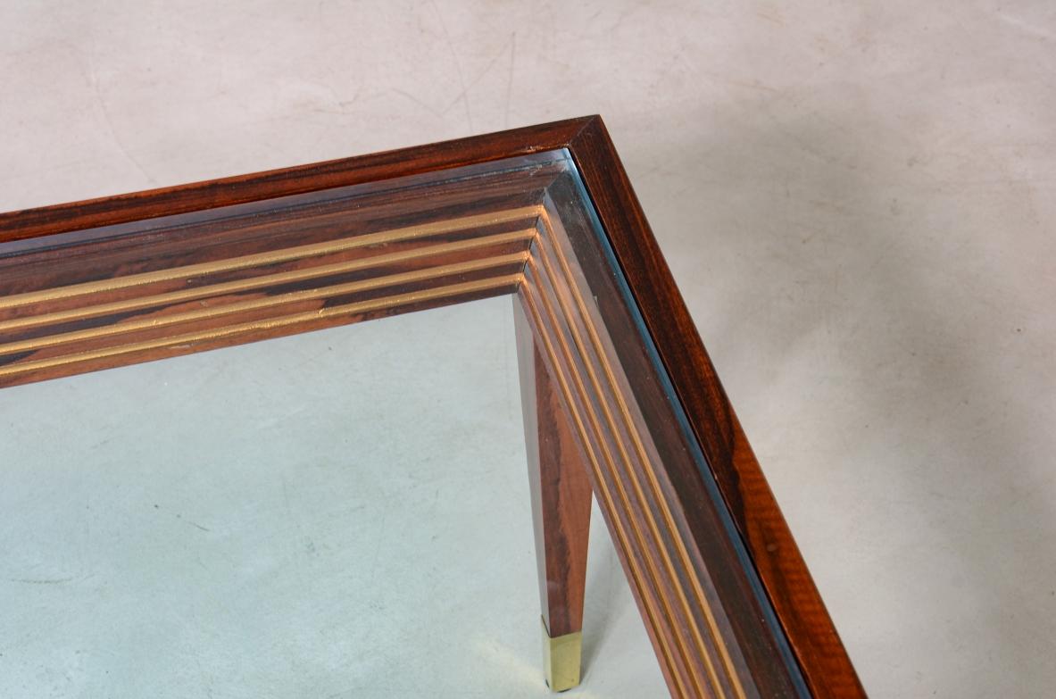 Glass 1950's Large low coffee table with thick glass top For Sale