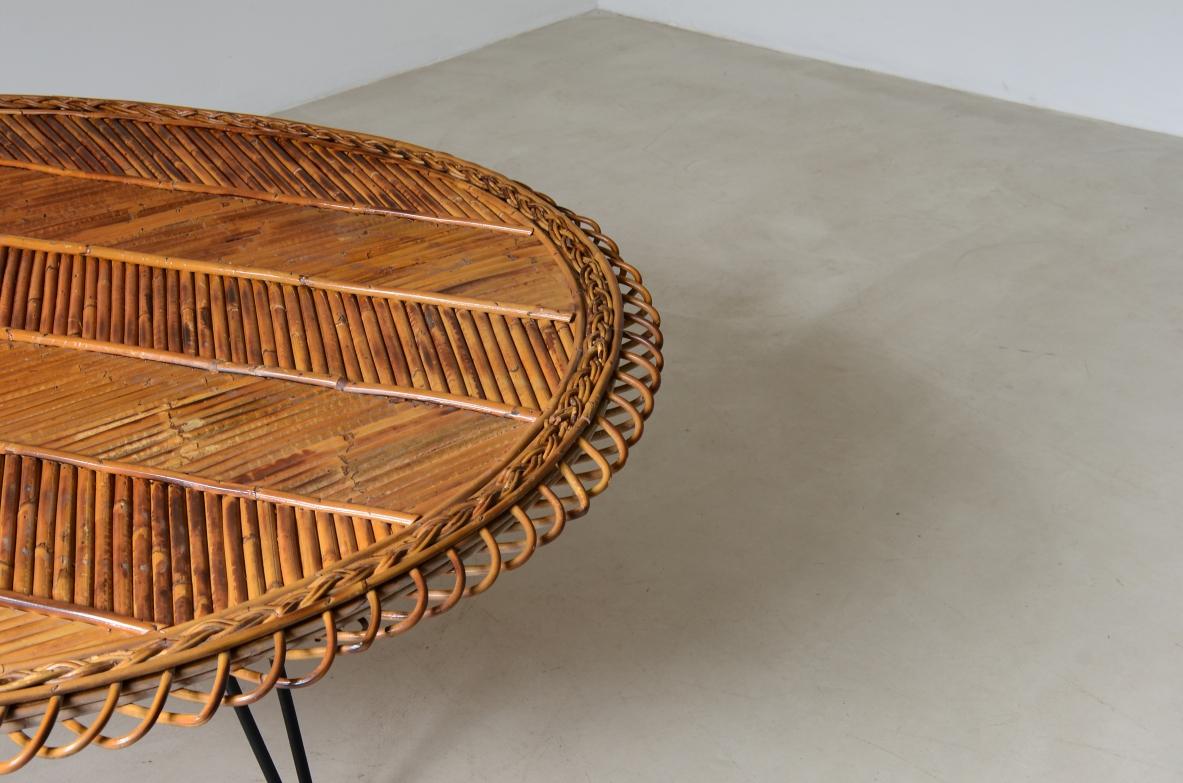 1950's Large low table with herringbone rattan In Good Condition For Sale In Milano, IT