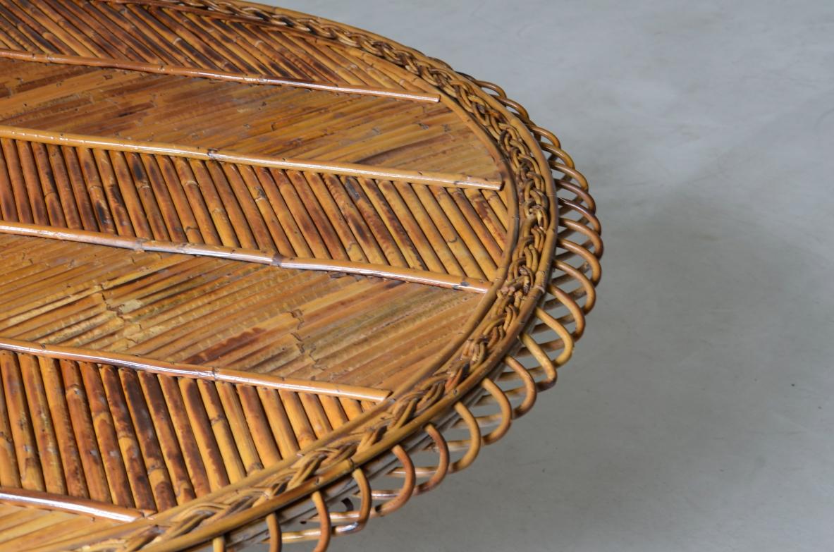 20th Century 1950's Large low table with herringbone rattan For Sale