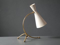 1950s Large Midcentury Brass & Painted Metal Diabolo Table Lamp by J. T. Kalmar