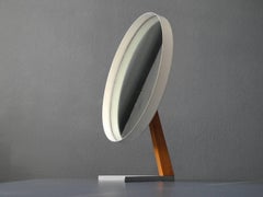 1950s Large Minimalistic Midcentury Metal and Teak Table Mirror by Elliotts