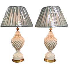 1950s Large Pair of Spanish Shell Lamps by "Bondia" of Manises, Fully Re Wired