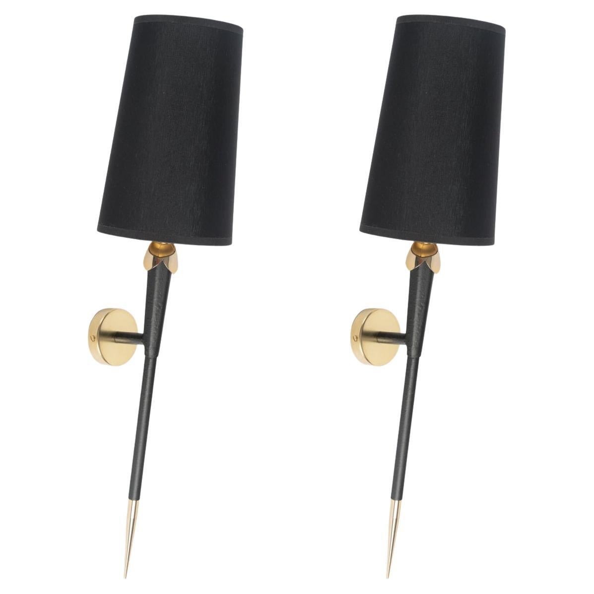 1950s Large pair of Torchère wall lights, Maison Arlus For Sale