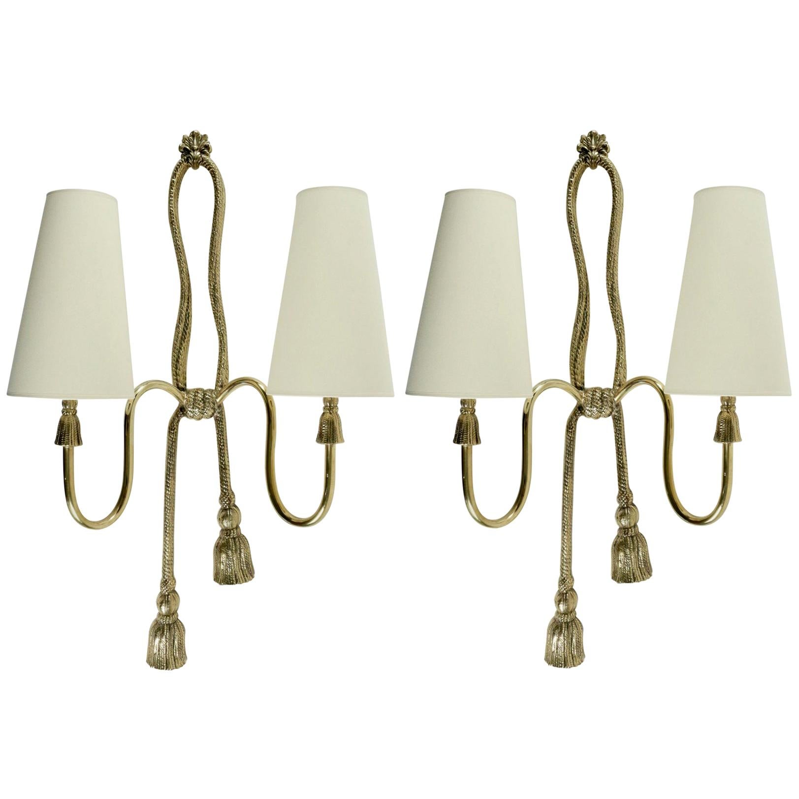 1950s Large Pair of Valenti Sconces Brass