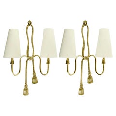 1950s Large Pair of Valenti Sconces Brass