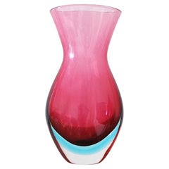 1950s Large Pink Italian Sommerso Vase