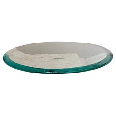 1950s Large Round Turquoise Fontana Arte centrepiece
