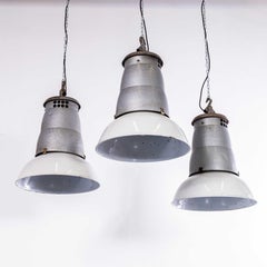 Vintage 1950's Large Scale French Industrial Pendant Lamps - Small Batch Available