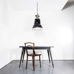 1950’s Large Scale Industrial Black Enamel Pendant Lamps
