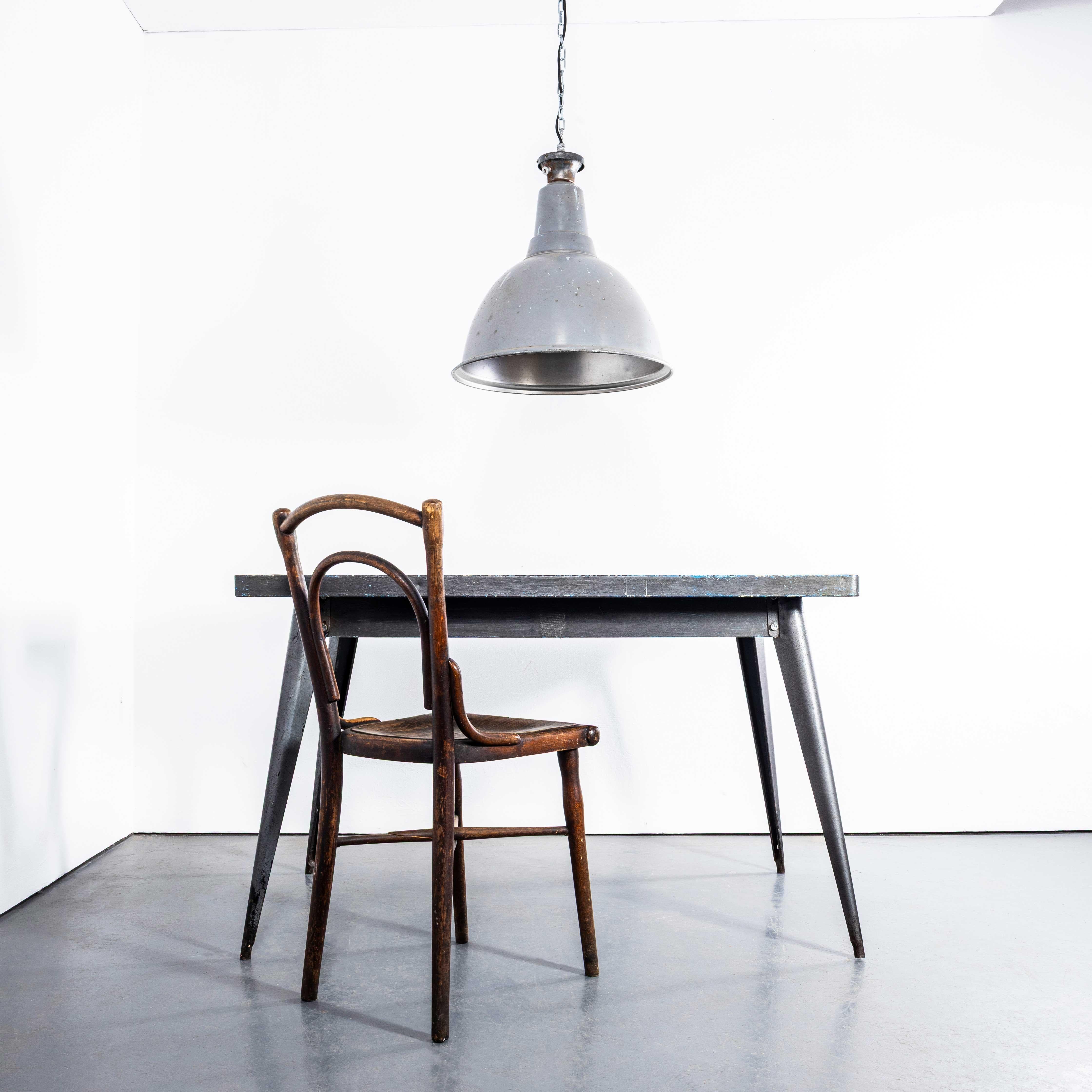 1950's Large Scale Industrial Pendant Lamp - Grey Single In Good Condition For Sale In Hook, Hampshire