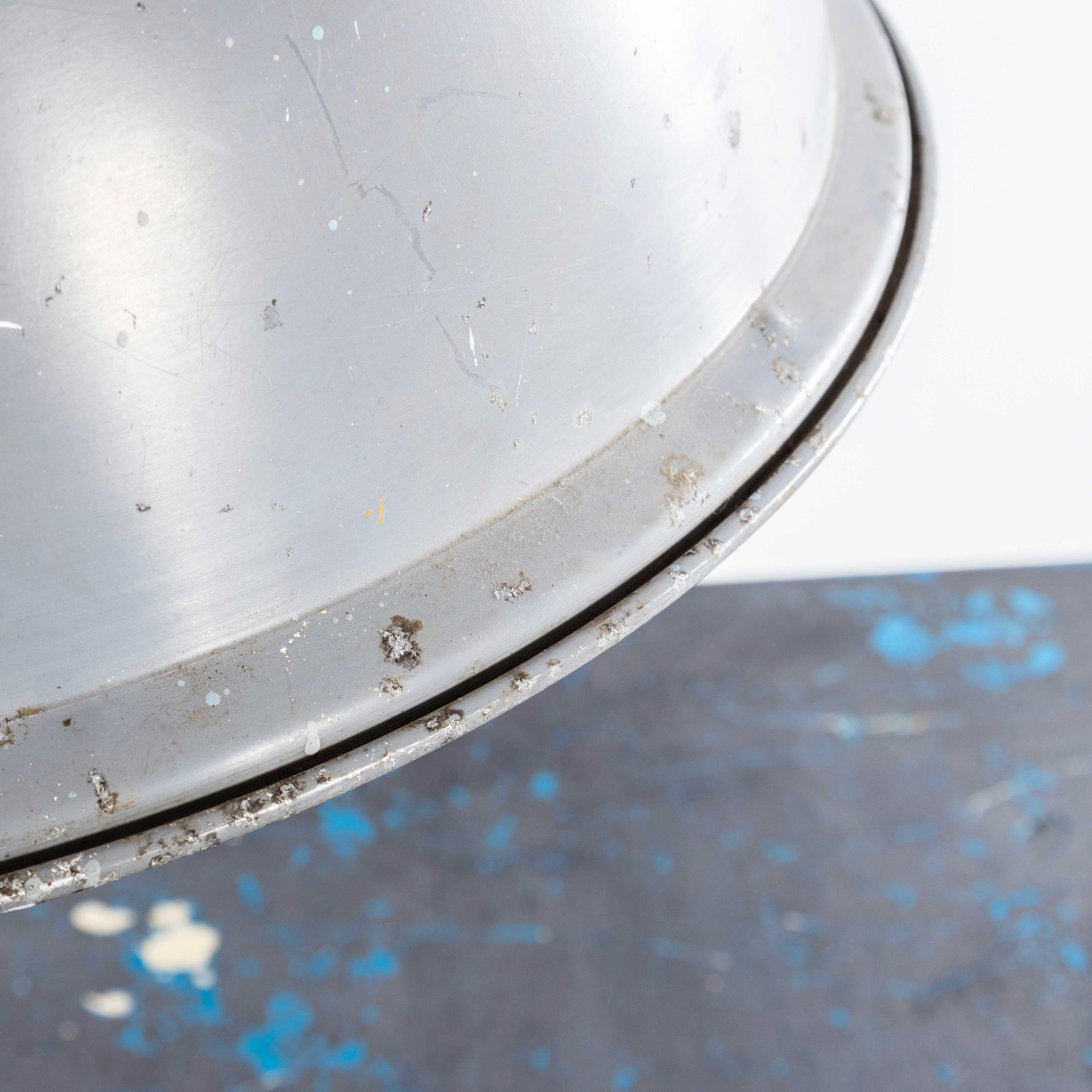 Aluminum 1950's Large Scale Industrial Pendant Lamp - Grey Single For Sale