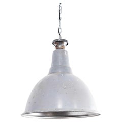 1950's Large Scale Industrial Pendant Lamp - Grey Single