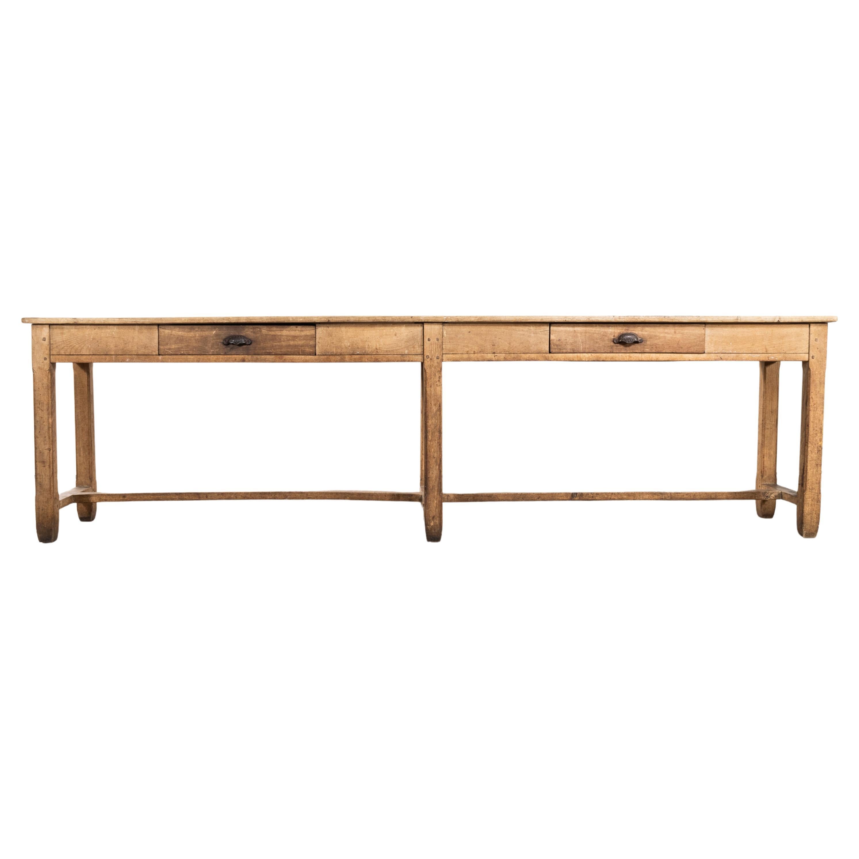 1950's Large Scrubbed French Rectangular Console Table
