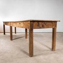 1950's Large Scrubbed Pine French Farmhouse Dining Table