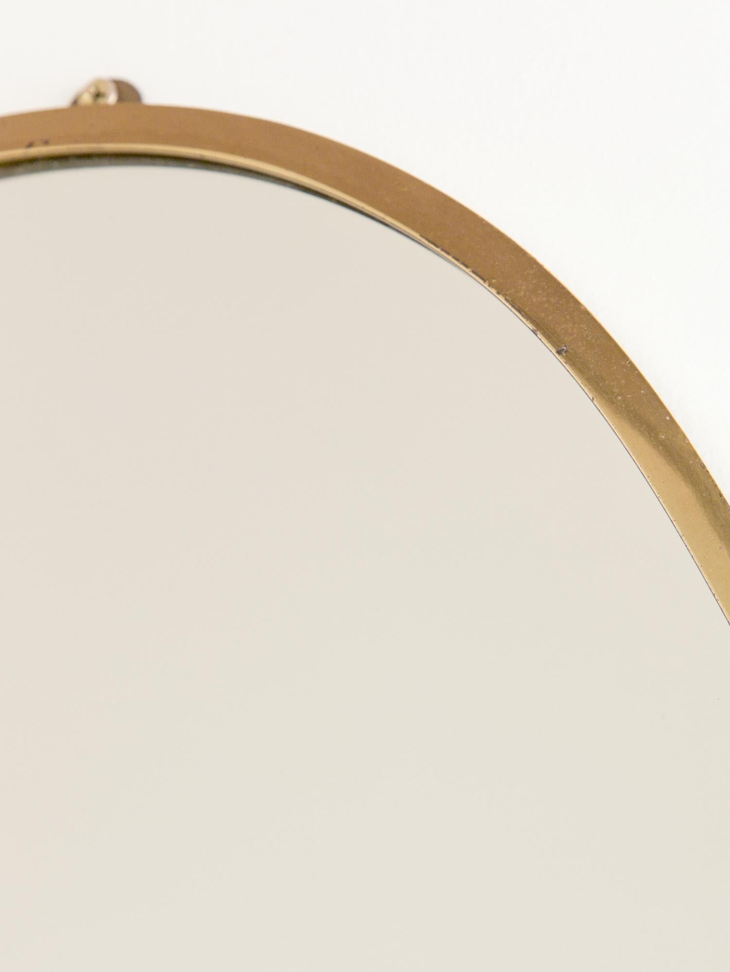 20th Century 1950s Large Shield Shape Italian Brass Mirror