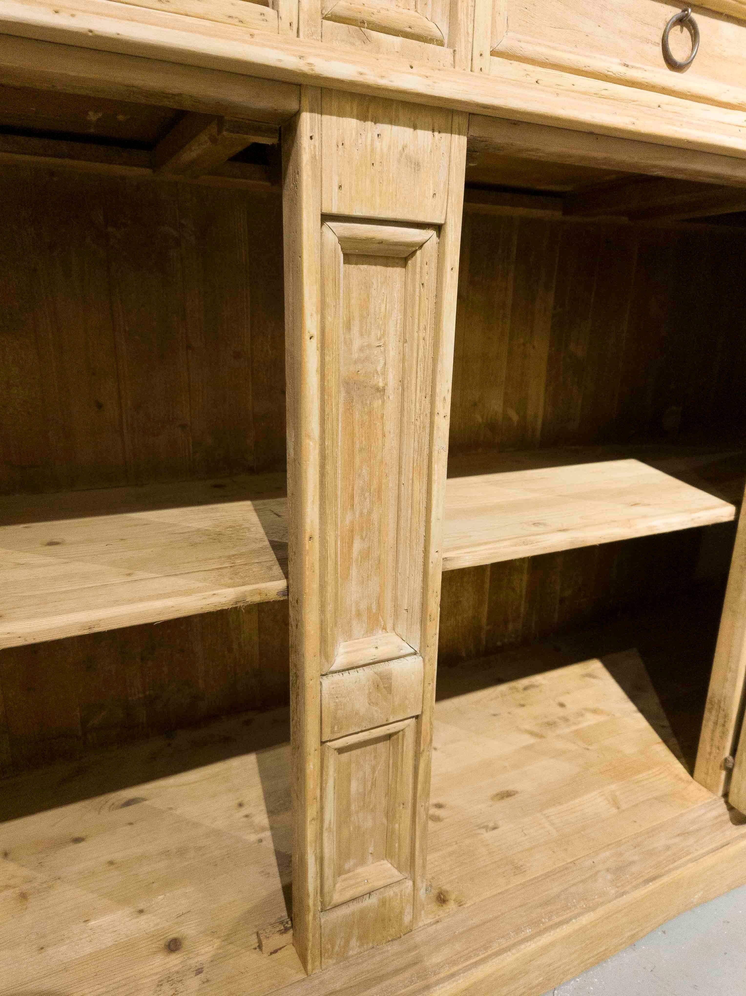 1950s Large Sideboard in Natural Wood with a Distressed Finish and Drawers in vendita 4