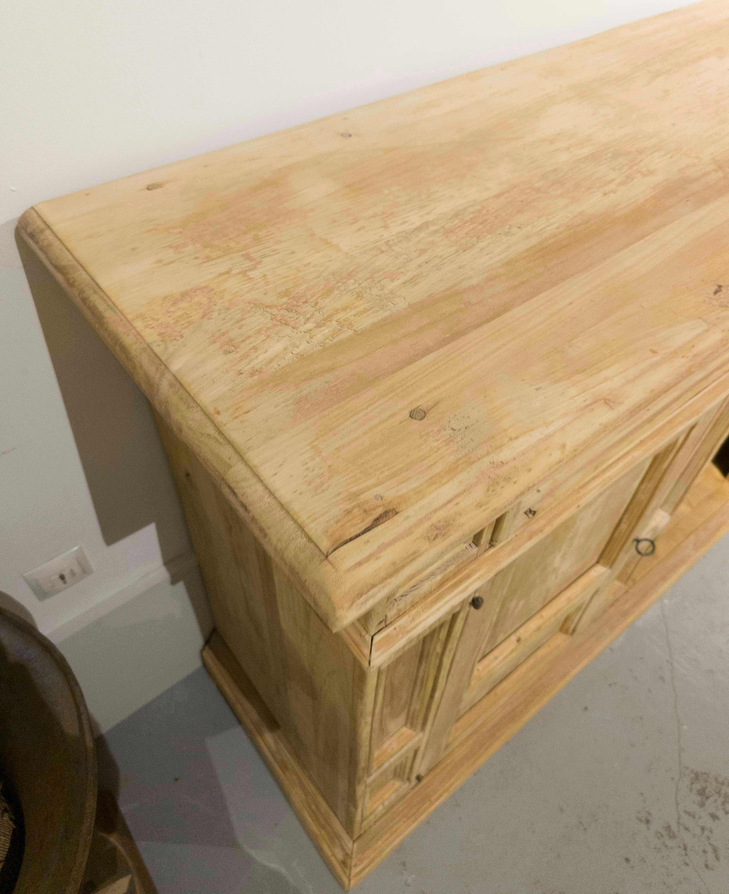 1950s Large Sideboard in Natural Wood with a Distressed Finish and Drawers in vendita 6