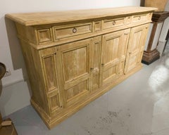 1950s Large Sideboard in Natural Wood with a Distressed Finish and Drawers