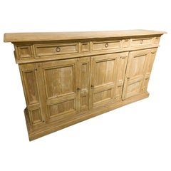 1950s Large Sideboard in Natural Wood with a Distressed Finish and Drawers