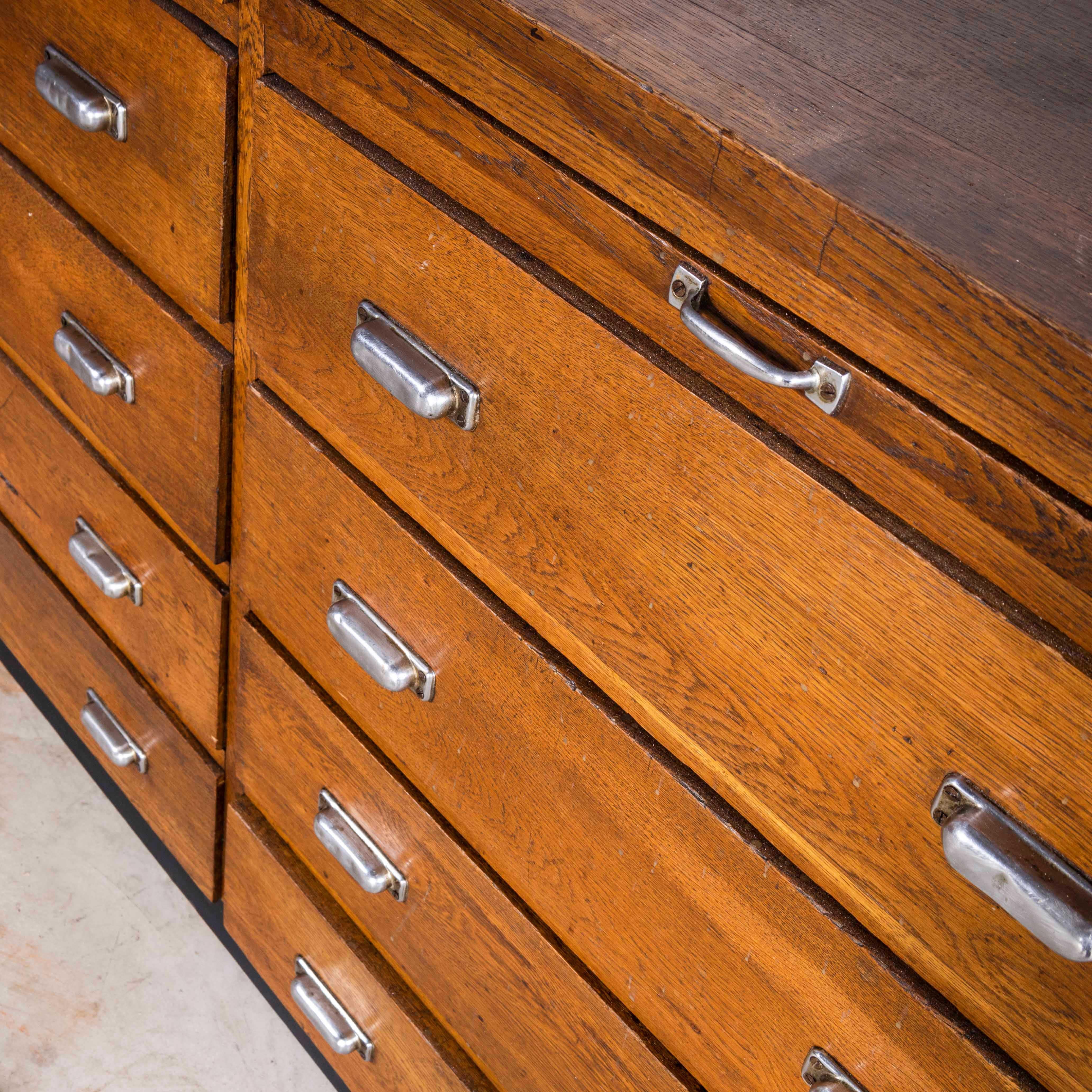 1950's Large Solid Oak Belgian Bank Of Scientific Drawers - Sixteen Drawers 6