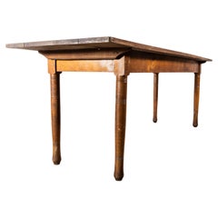 1950's Large Solid Oak French Farmhouse Rectangular Dining Table