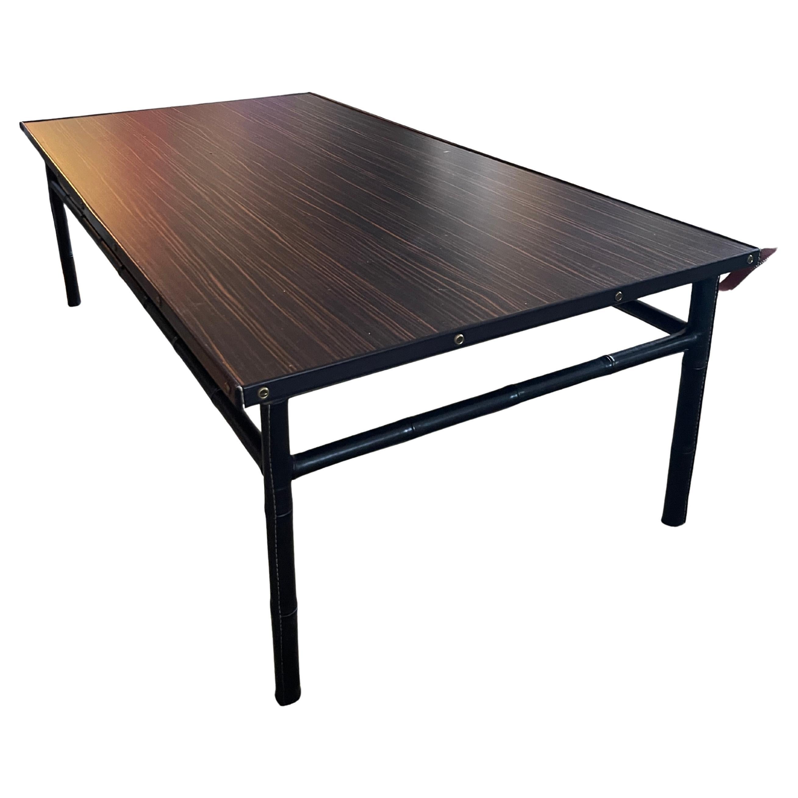 1950
s Large Stitched leather Cocktail table