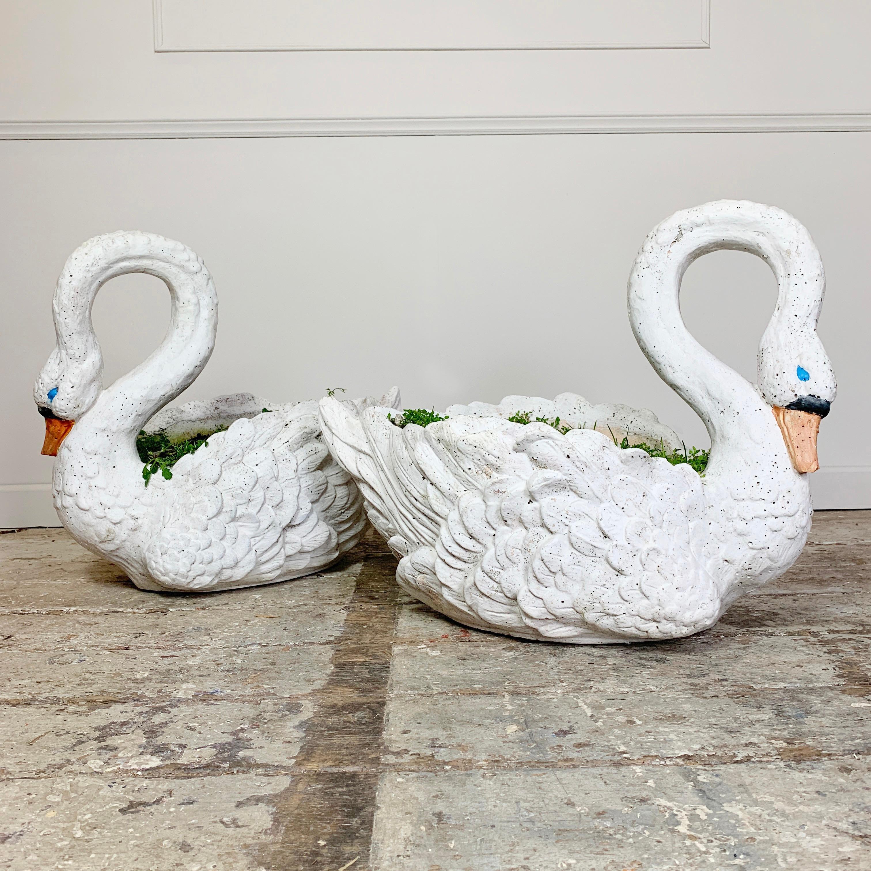 French 1950s Large White Swan Planters, France For Sale
