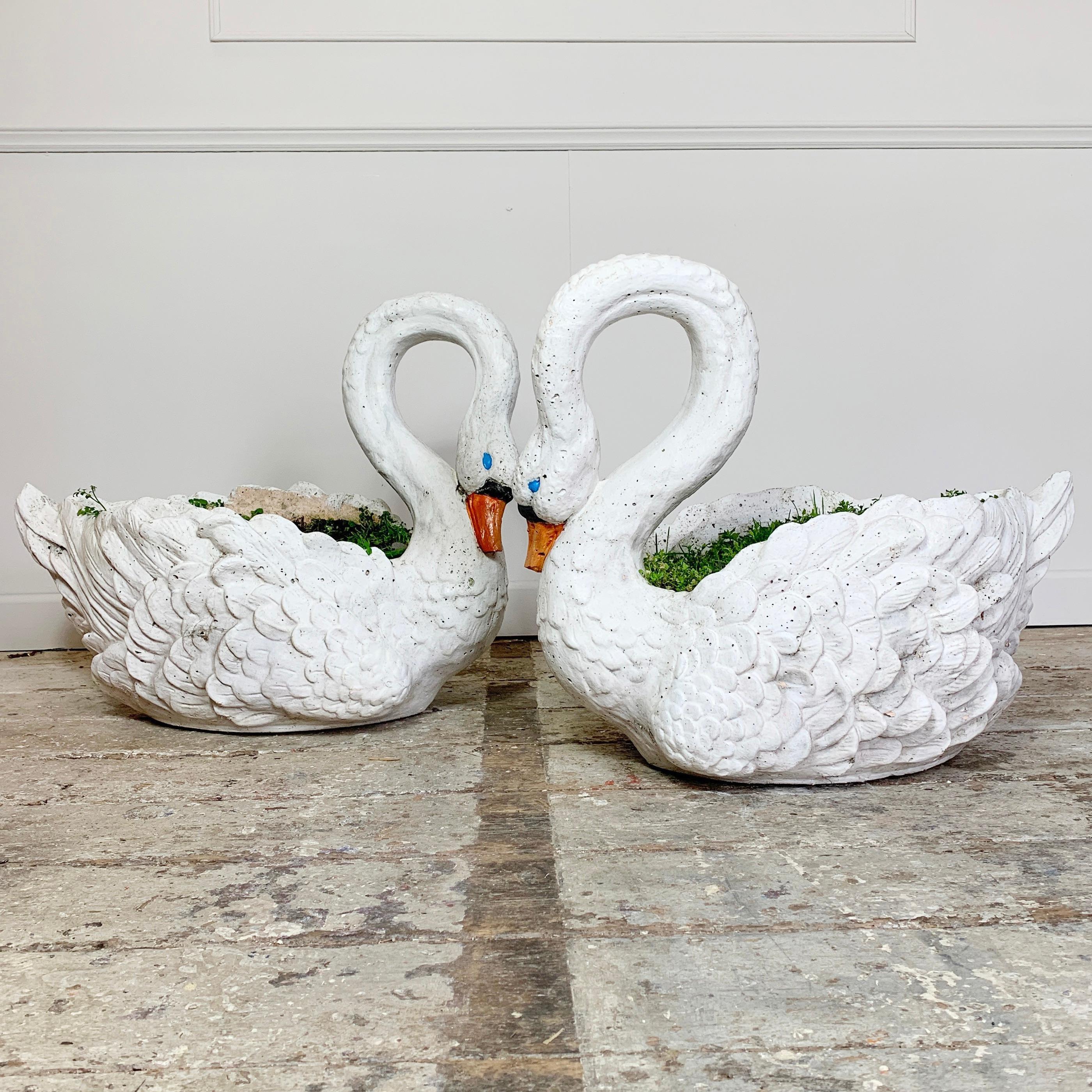20th Century 1950s Large White Swan Planters, France For Sale