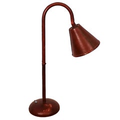 1950s Large Table Lamp by Valentí, Metal, Steel and Red Leather, Barcelona