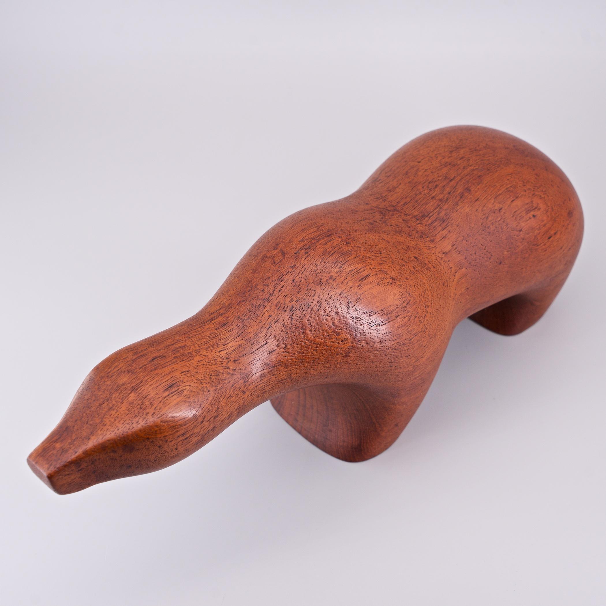 Mid-20th Century 1950s Large Teak Polar Bear Sculpture Norway Mid-Century Scandinavian Tjomsland For Sale