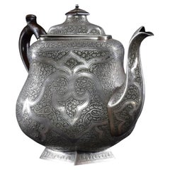Retro 1950s Large Traditional Engraved Sterling Silver Teapot