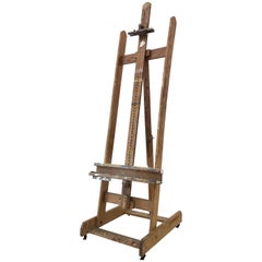 1950s Large Vintage Adjustable Artist's Easel with Patina