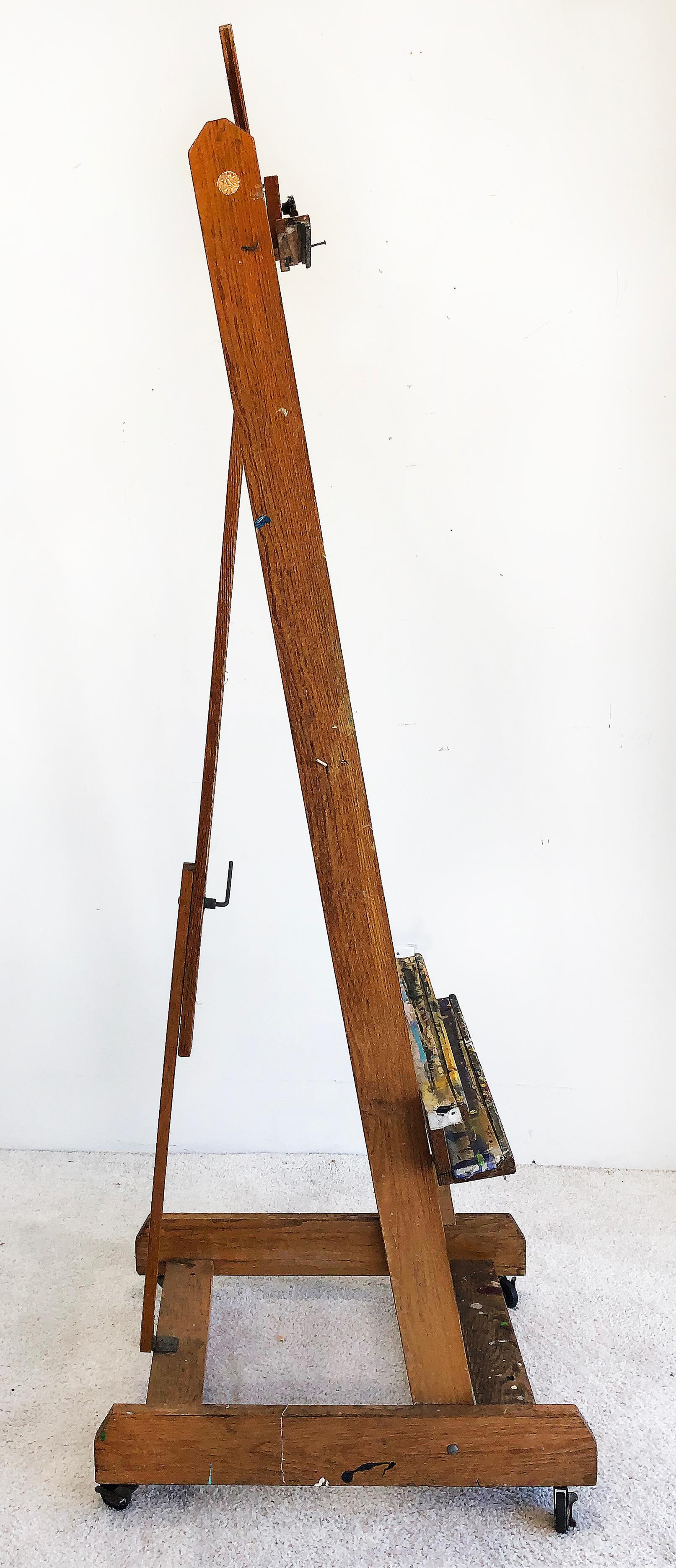 Mid-20th Century 1950s Large Vintage Adjustable Working Artist's Easel with Patina