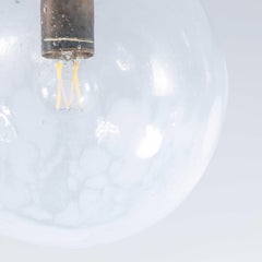 1950's Large White Mottled Goto Glass Suspended Ceiling Lamp