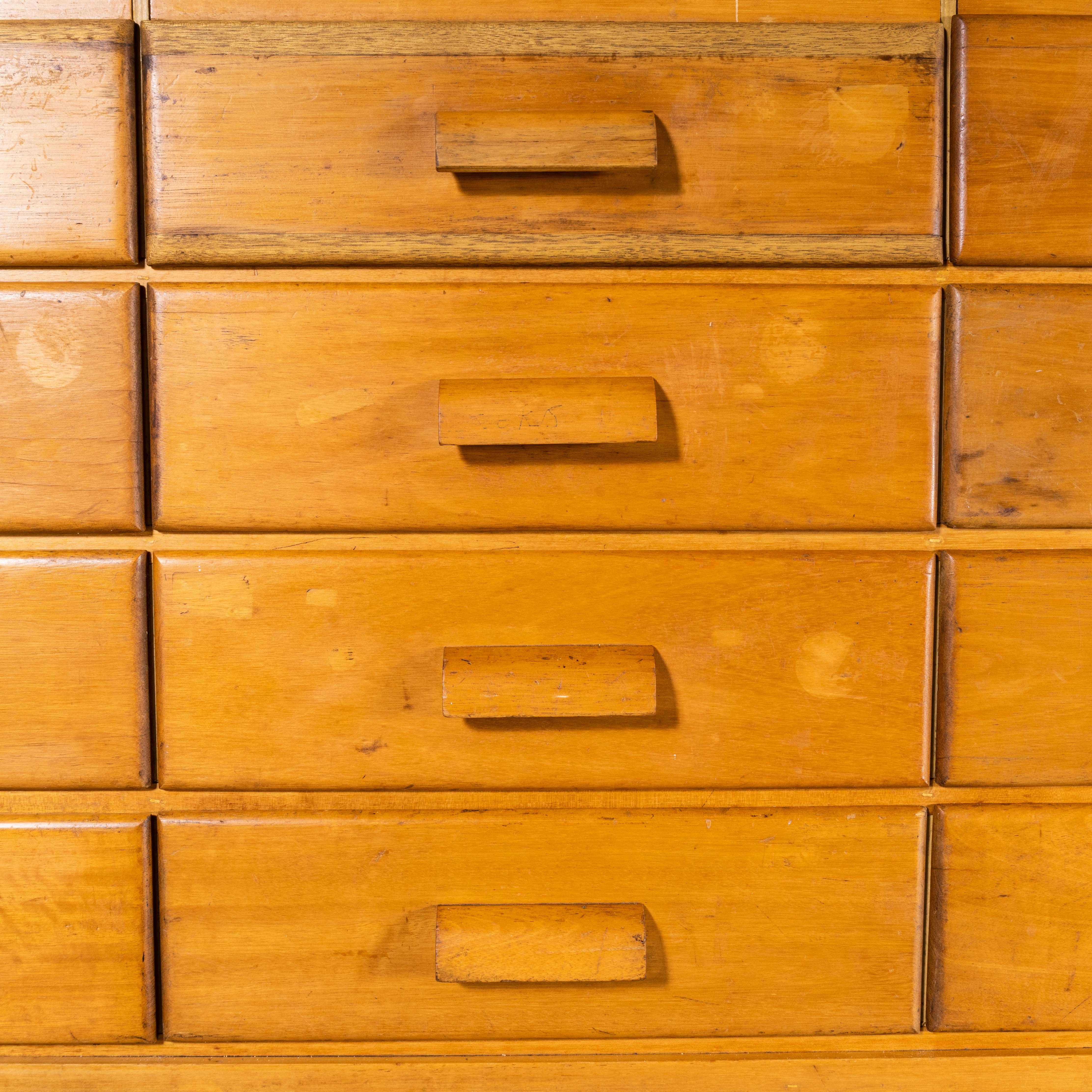 1950's LargeEnglish Oak Haberdashery Glazed Cabinet - Sixteen Drawers 10
