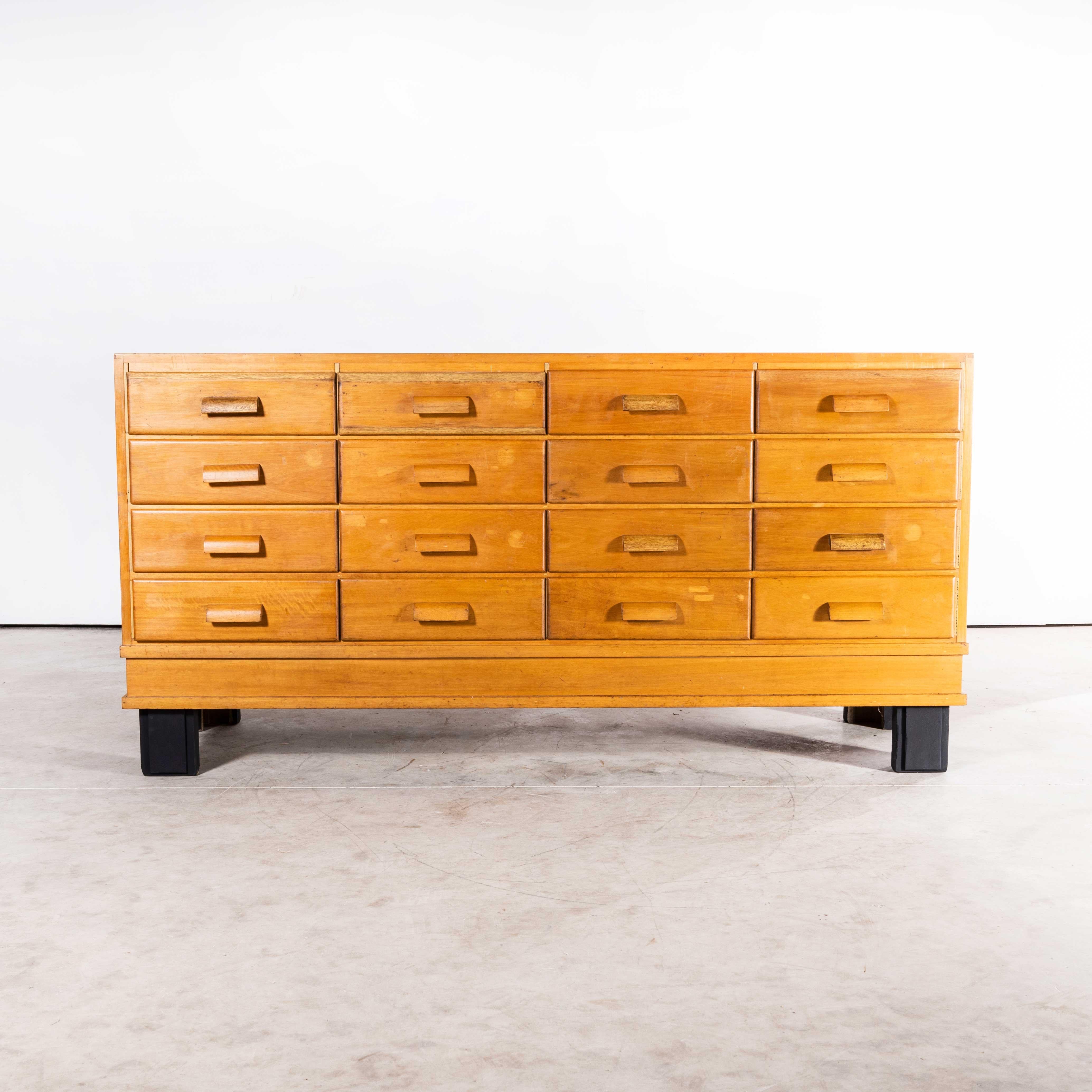 1950's LargeEnglish Oak Haberdashery Glazed Cabinet - Sixteen Drawers 1