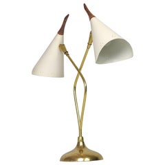 1950s Laurel  Lampe de table à double abat-jour en laiton , USA