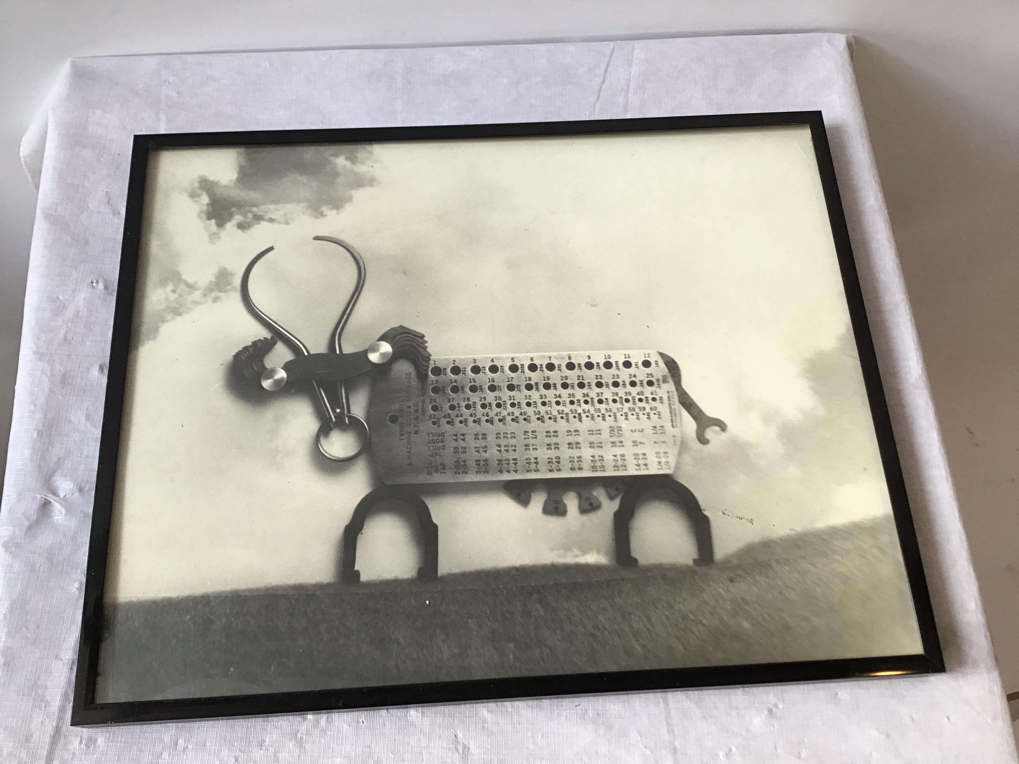 1950s Laurence Tilley photograph of a cow made from everyday objects.