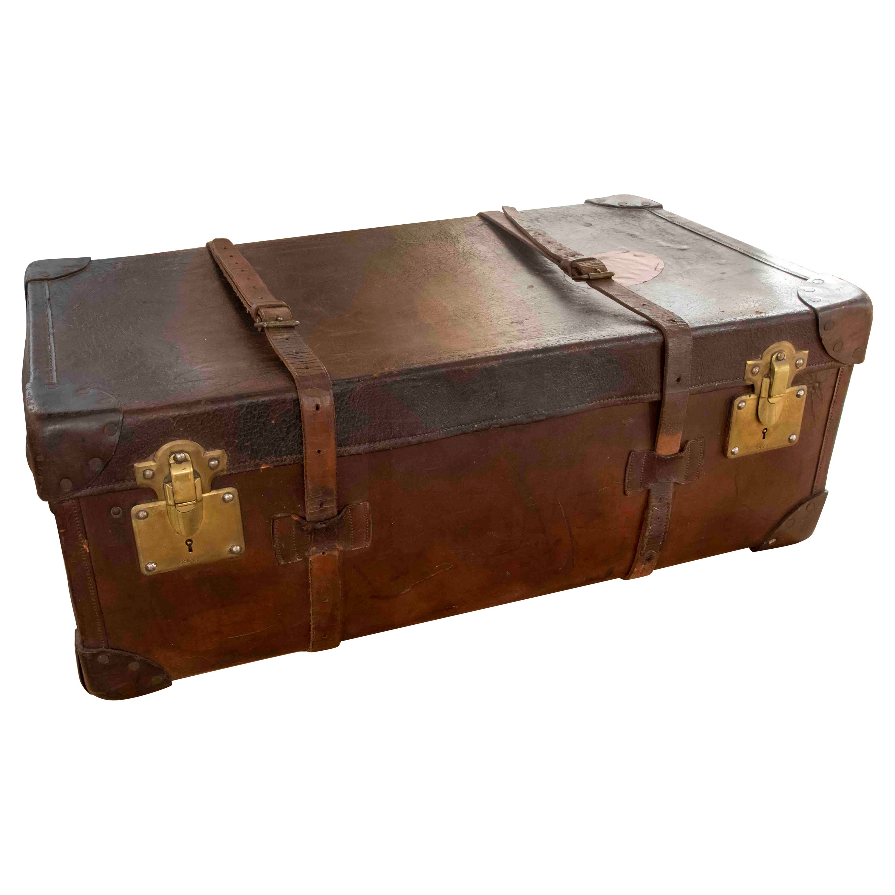 Valigia da viaggio in pelle e legno degli anni '50