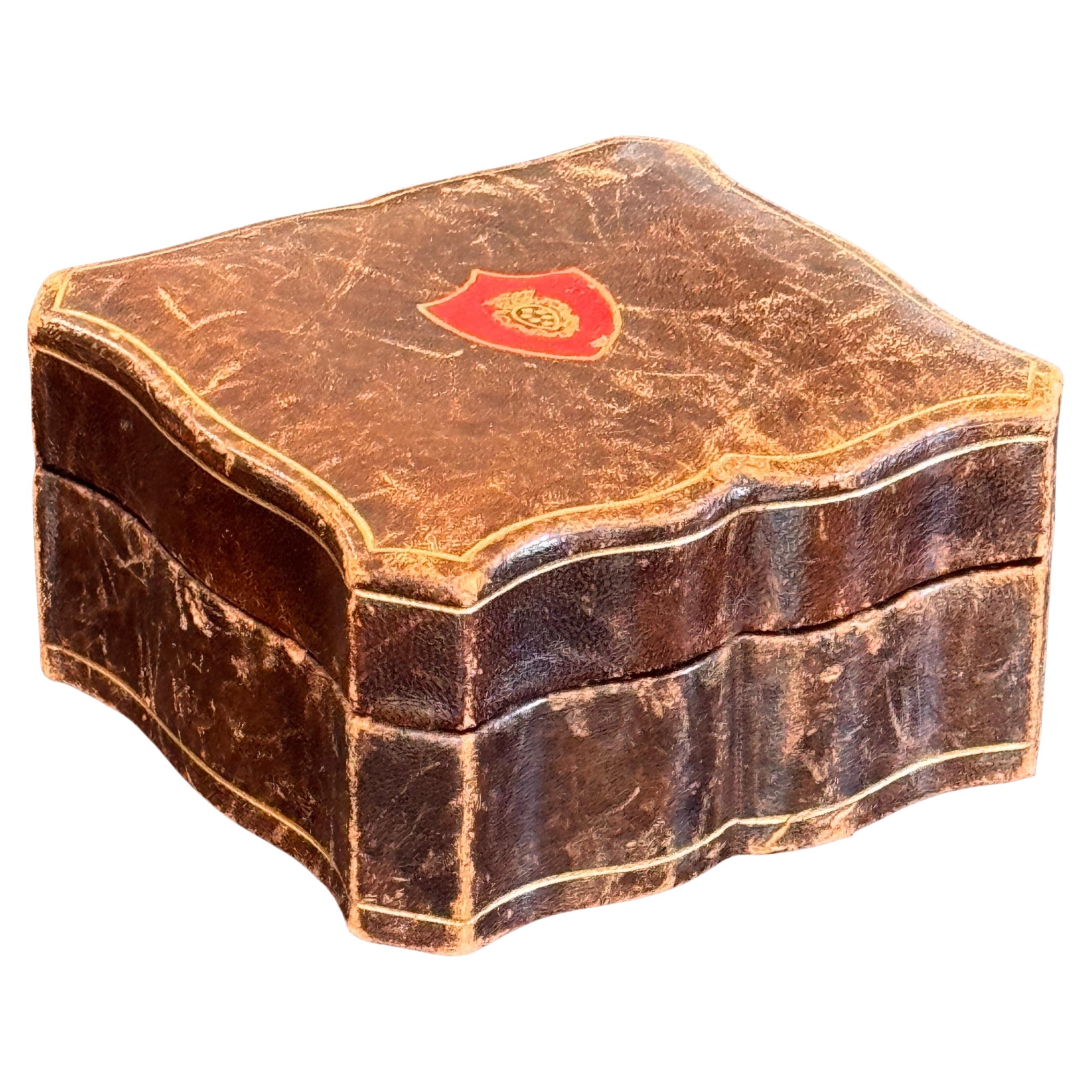 1950s Leather Box With Red Shield Crest For Sale