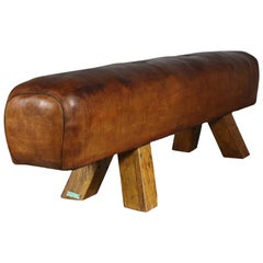 1950s Leather Gym Pommel Horse Bench