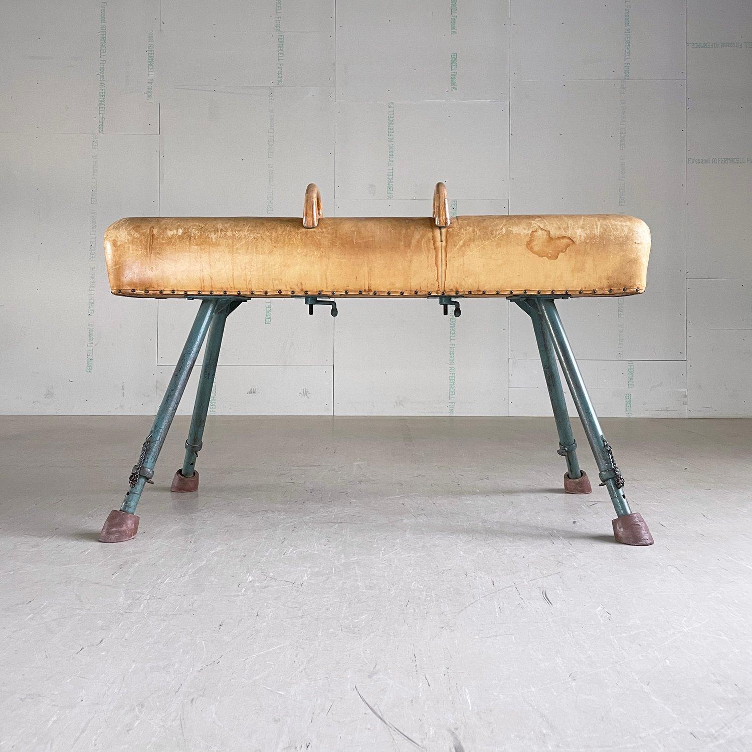 Cavallo da palestra in pelle degli anni '50 - GYM Turngeräte Fabrikant, Svizzera in vendita 4